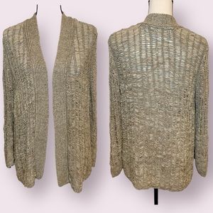 Chico’s Open Front Ribbon Knit Cardigan Sweater Brown Size 12 Large